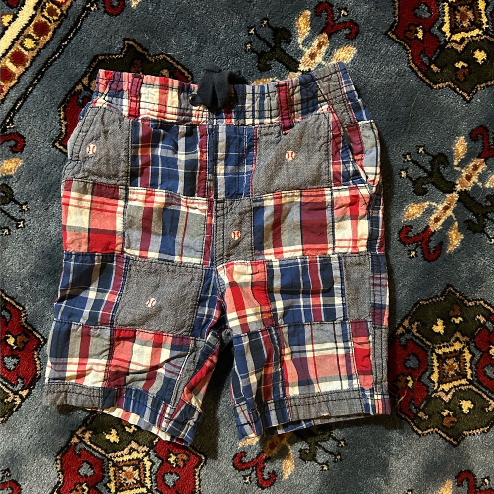 Gymboree madras and baseball Shorts - Red, Blue, Gray
